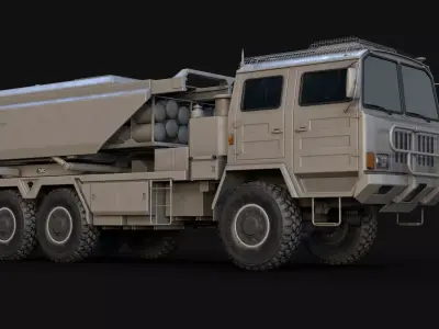 SR-5 MLRS LODs Game Ready Rigged Low-poly 3D model