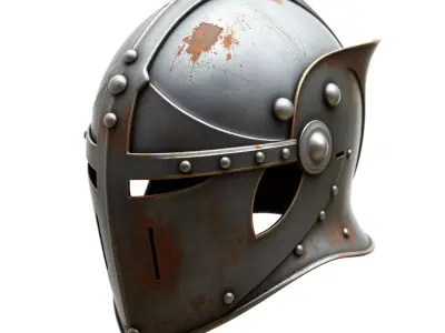 Distressed Medieval Knight Helmet Low-poly 3D model