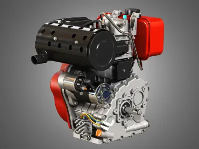 KD192F Single Cylinder Air-Cooled Engine 3D model