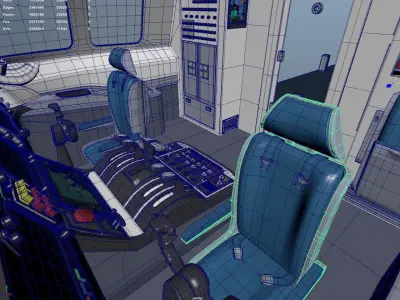 Cockpit interior of plane Low-poly 3D model