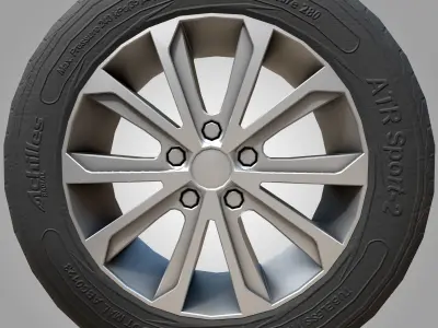 Pack of Tyres and Alloys - 6 Alloy Wheels and 5 Tyre Textures Low-poly 3D model