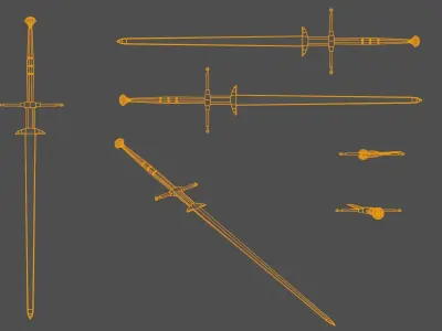 medieval lowpoly great sword - zweihander -PBR Low-poly 3D model