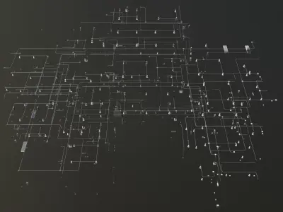 Electrical piping in building 3D model