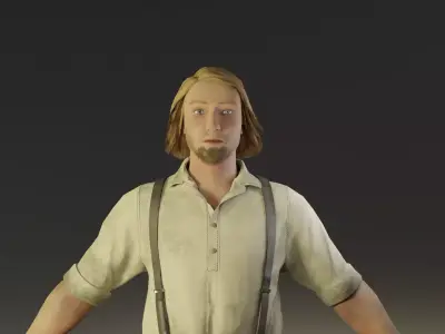 Farmer Peasant Man Low-poly 3D model