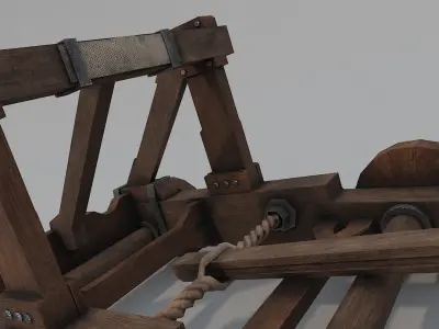 Catapult wooden Low-poly 3D model