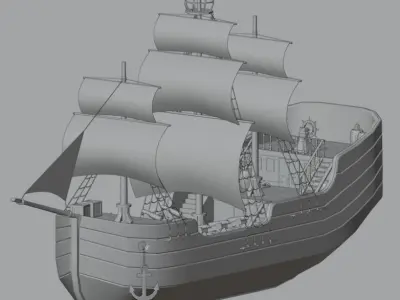 Ship pirate Low-poly 3D model