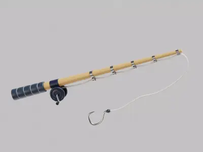 Cartoon Fishing Rod Low-poly 3D model