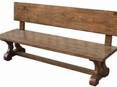 Bensh wooden bench with metal legs 3D print model