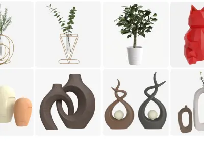 Office interior decorations 3D model