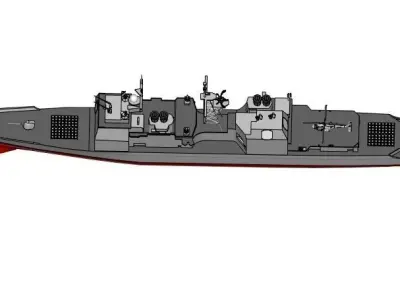 USN CG-47 Ticonderoga-class Guided Missile Cruiser 3D print model