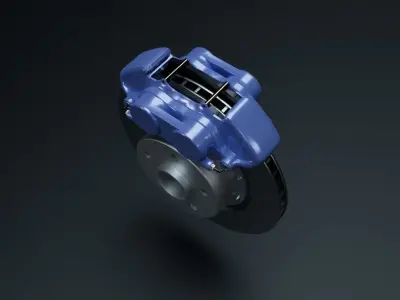 4 piston sport disc brakes Low-poly 3D model