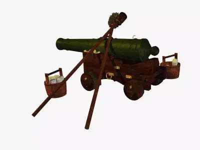 English Naval Gun XVIII Century 3D model