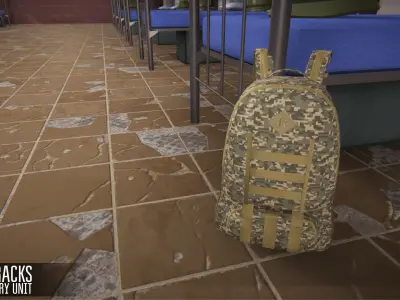 Barracks - military unit Low-poly 3D model