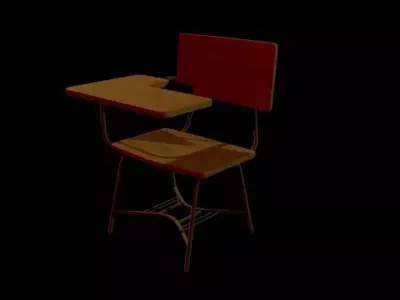School Chair 3D Model Realistic Classroom Furniture Game Ready Free 3D model