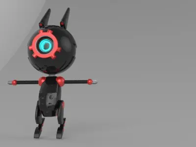 ROBOT with eyes Low-poly 3D model