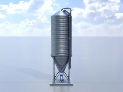 Grain silo with aluminum shell 3D model