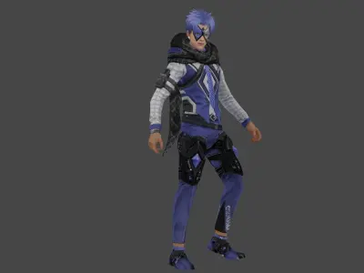 Cyber X 2 character in futuristic outfit Low-poly 3D model