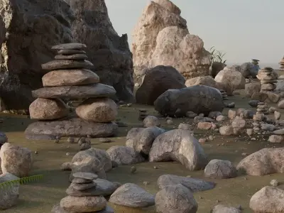 Ultimate Rock Asset Library 50 Unique Realistic Stones Free low-poly 3D model