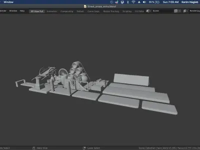 medieval street market Low-poly 3D model