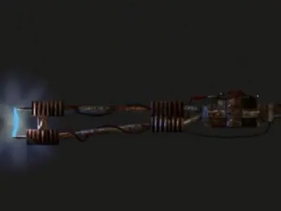 Rusty Stun Spear powered by an old car battery Free low-poly 3D model