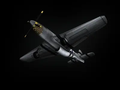 P-51 Mustang Low-poly 3D model