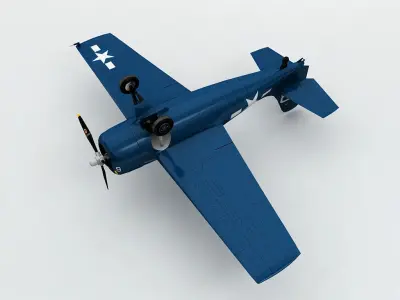 Grumman FM-2 Wildcat Aircraft Low-poly 3D model