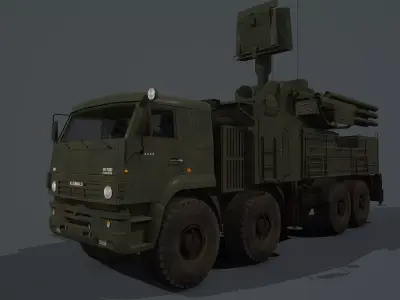 Pantsir S1 and S2 pack Low-poly 3D model