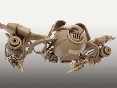 Lowpoly Steampunk Race Pod Low-poly 3D model