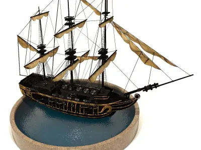 Pirate Ship Low-poly 3D model
