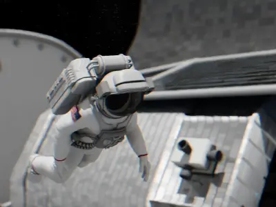 Space mission scene rigged astronaut 3D model