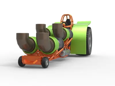 Pulling tractor with 4 jet engines 3 Scale 1 to 25 3D print model