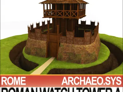Roman Watch Tower Scene with Interiors A 3D model