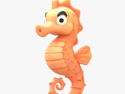 Cartoon Seahorse Low-poly 3D model