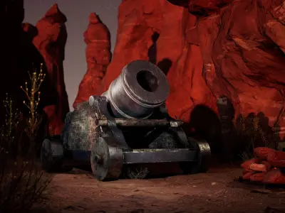 Game-Ready Mortar cannon Low-poly 3D model