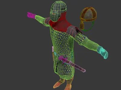 Knight group of knights holding flags 3D model