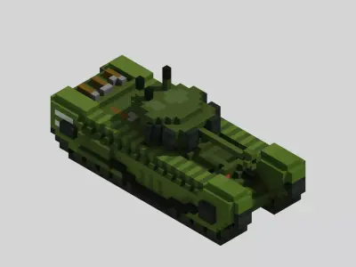 Churchill MK VII Tank Voxel Low-poly 3D model