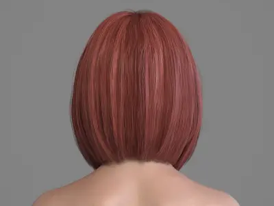 Realistic Bob Haircut with Bangs 3D Red Hair 3D model