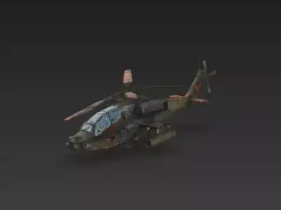 Destroyed Attack Helicopter Wreckage 3D Model Low-poly 3D model
