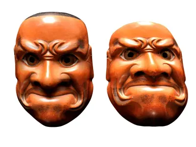 Japanese Mask Pack Noh Medieval Fantasy Edo Japan art wall decor Low-poly 3D model