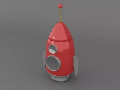 red rocket Low-poly 3D model