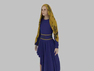  Hijab Woman Low-poly 3D model