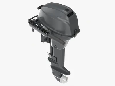 Outboard portable boat motor with folded tiller 3D model