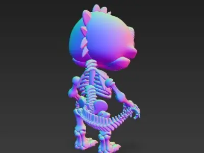 Mechanical Articulated Cute Baby Dinosaur Skeleton 3D print model