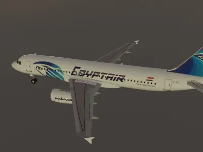 Egyptair airbus a320-232 low poly 3D Model  Low-poly 3D model