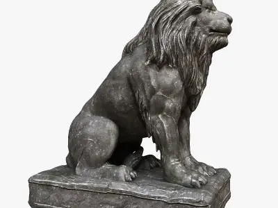 Lion Sculpture Low-poly 3D model