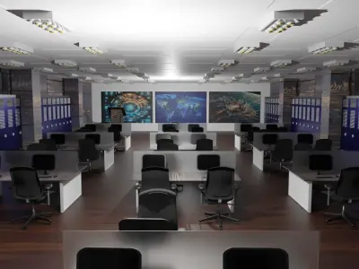 Mission Control Center Low-poly 3D model