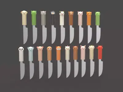 Cartoon Knifes Pack 01 Low-poly 3D model