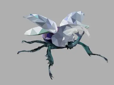 Firefly Bark Beetle Low Polygon Art Insect Low-poly 3D model