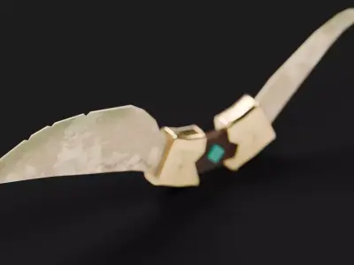 Ancient Double Curved Dagger Low-poly 3D model