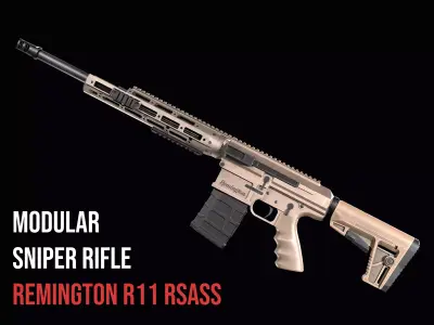 modular sniper rifle Remington R11 RSASS Low-poly 3D model